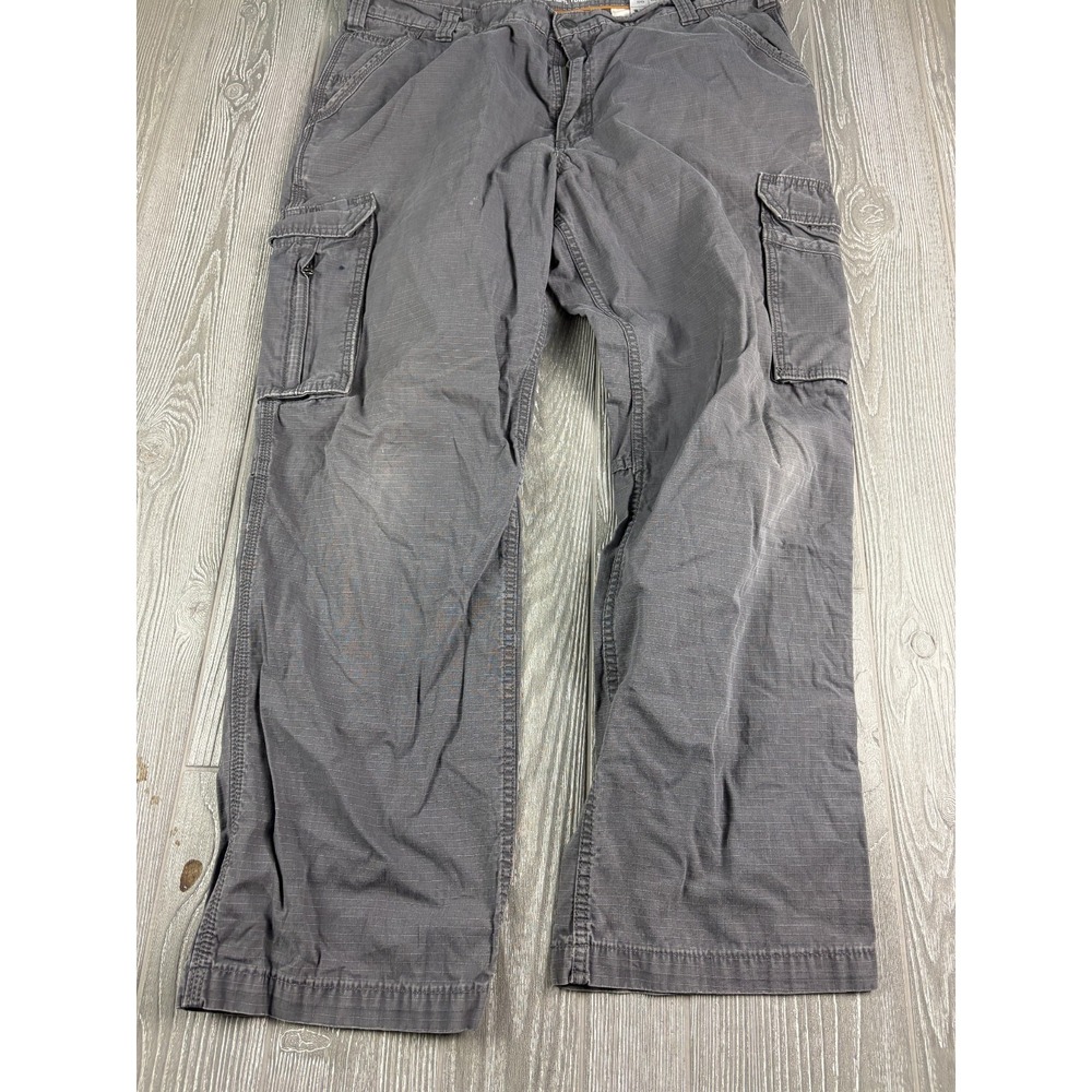Carhartt Mens Gray Cargo Pants Relaxed Fit Cotton Canvas 42x32 Workwear